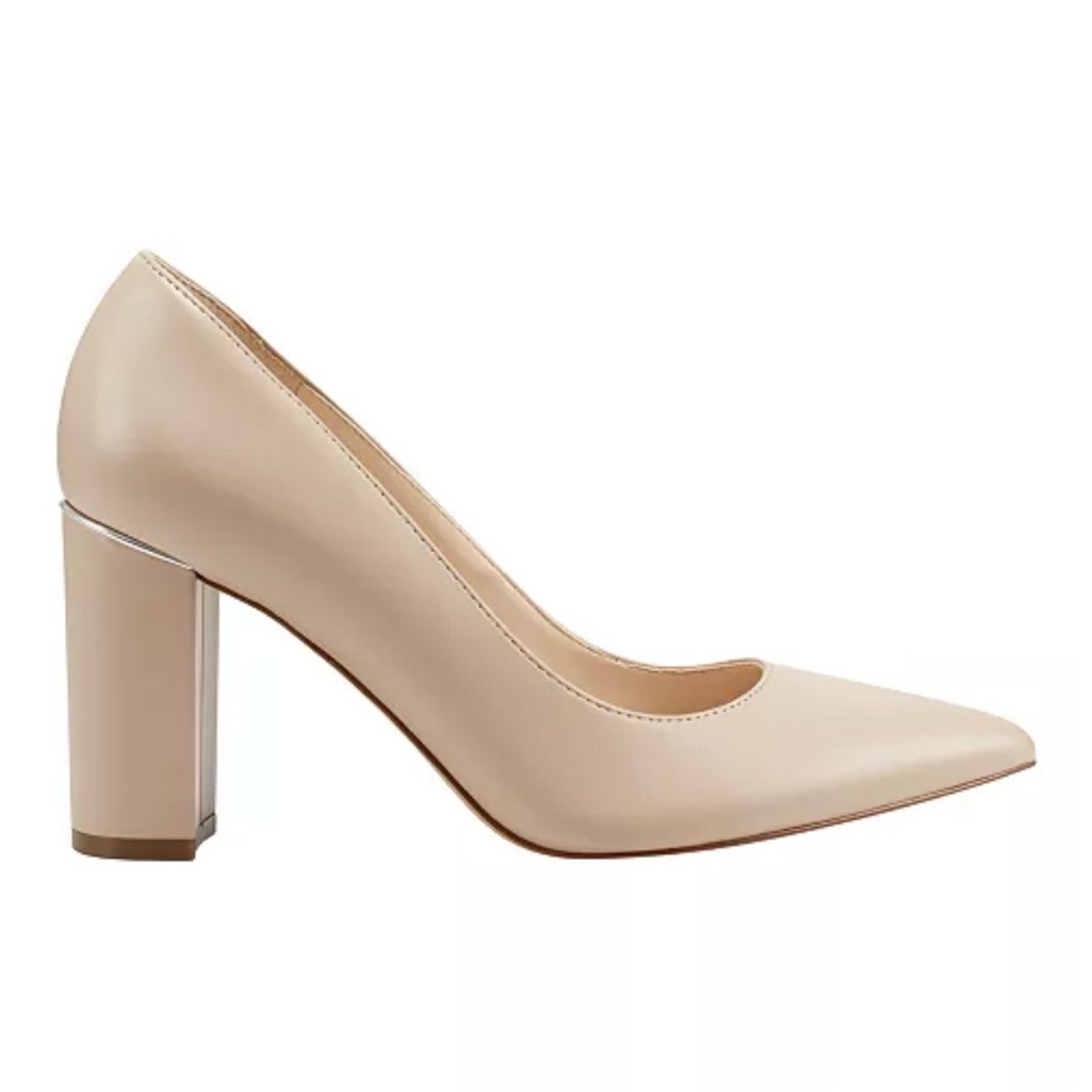 New Marc Fisher Yalina Block Heel Pump Light Natural Sz 9.5 M